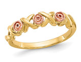 10K Yellow and Pink Gold Rose Flower Ring